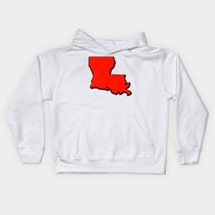 Bright Red Louisiana Outline Kids Hoodie